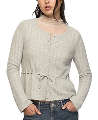 Lucky Brand Women's Cloud Soft Babydoll Pointelle Cardigan