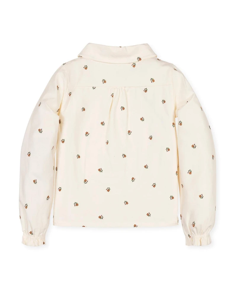 Hope & Henry Little and Big Girls' Xxs - L Organic Peter Pan Collar Knit Top