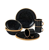 Piscifun 12 Piece Enameled Steel Camping Picnic Tableware Set Dishwasher Safe Oven Safe