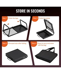 Vevor Folding Campfire Grill Portable Camping Fire Pit Steel Outdoor Bbq Picnic