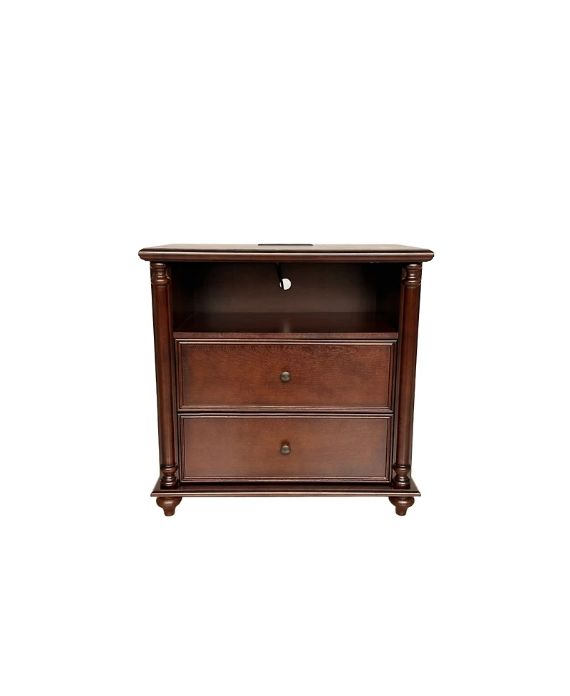 Streamdale Furniture Rustic Nightstand with Charging Station and 2 Drawers
