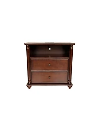 Streamdale Furniture Rustic Nightstand with Charging Station and 2 Drawers