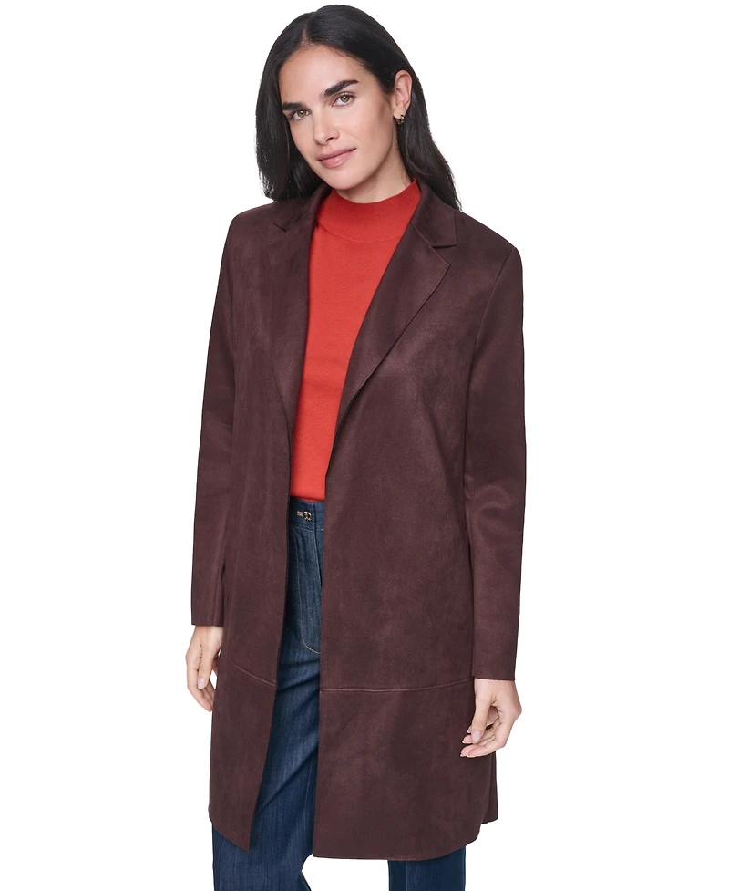 Tommy Hilfiger Women's Scuba Suede Topper Open-Front Faux Jacket
