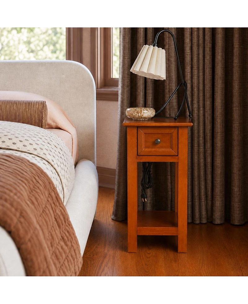 Streamdale Furniture Mission Wood End Table with Drawer and Shelf