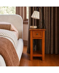 Streamdale Furniture Mission Wood End Table with Drawer and Shelf