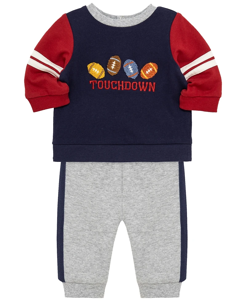 Little Me Baby Boys' Touchdown Active Sweatshirt and Pants, 2-Piece Set