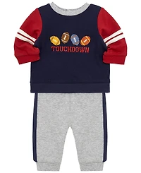 Little Me Baby Boys' Touchdown Active Sweatshirt and Pants, 2-Piece Set