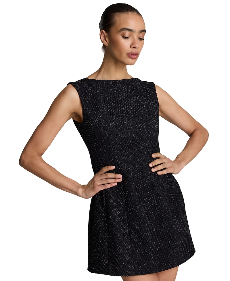 Kenneth Cole Women's Boat-Neck Scoop-Back Tweed Mini Dress