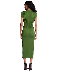 Kenneth Cole Women's Shoulder Pad Ruched Midi Dress