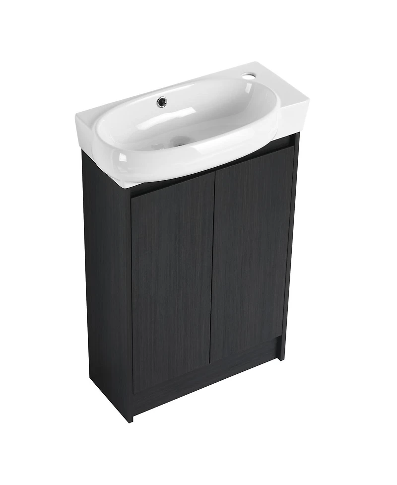Sillysis 23" Freestanding Bathroom Vanity with Sink, Modern Soft Close Doors, Adjustable Storage Shelf for Small Spaces