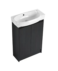 Sillysis 23" Freestanding Bathroom Vanity with Sink, Modern Soft Close Doors, Adjustable Storage Shelf for Small Spaces
