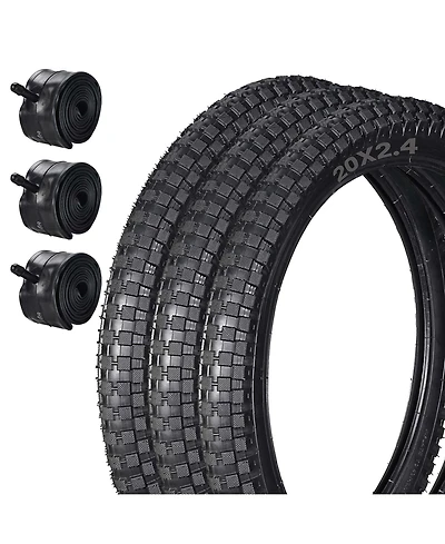 Yescom 20" x 2.4" Heavy-Duty Mountain Tread Tires and Tubes, 3-Piece Set, Ages 14+