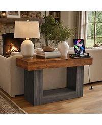 gaomon Console Table with Outlets and Led Lights