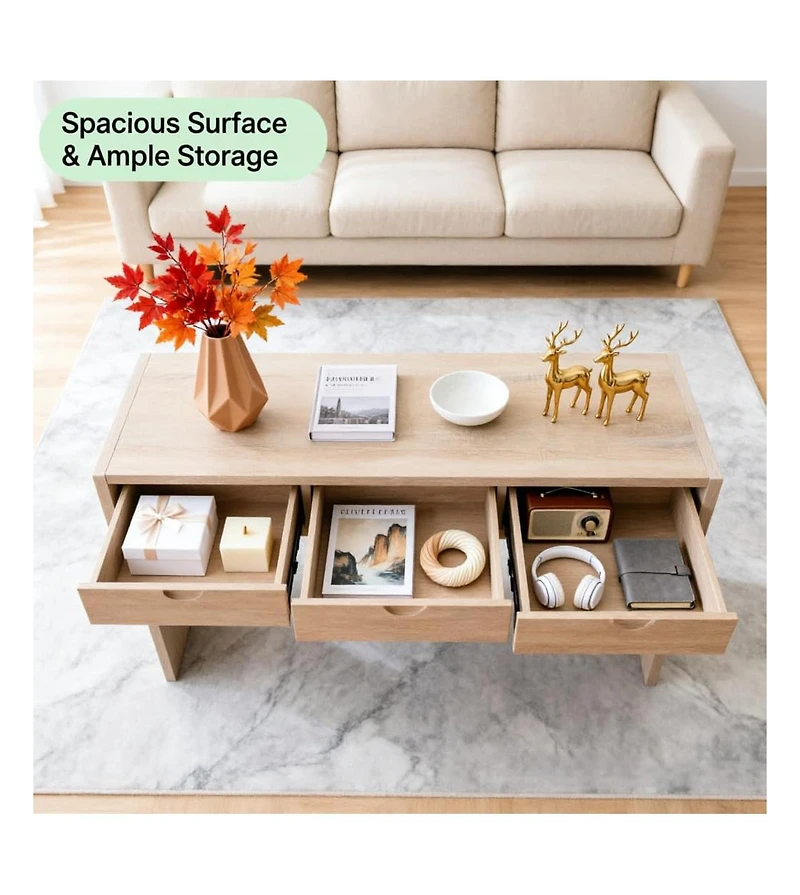 gaomon 47.2" Console Table with 3Drawers, Thickened Hallway Table with Large Storage, Entryway Sofa Table for Living Room, Tv Stand