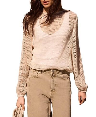 Mint Velvet Women's Sequin Layered Balloon-Sleeve Top