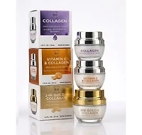 Lovery Ultimate Korean Eye Care Trio - Koean Skincare Collagen and Vitamin C and 24K Gold Anti-Aging Eye Cream Set