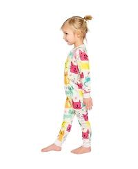 Deux par Deux Little Girls 6-12 Cotton One Piece Pajamas Cat Print
