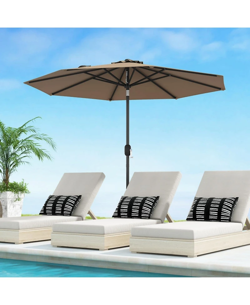 Gouun 9 ft Outdoor Market Patio Umbrella with Push-Button Tilt