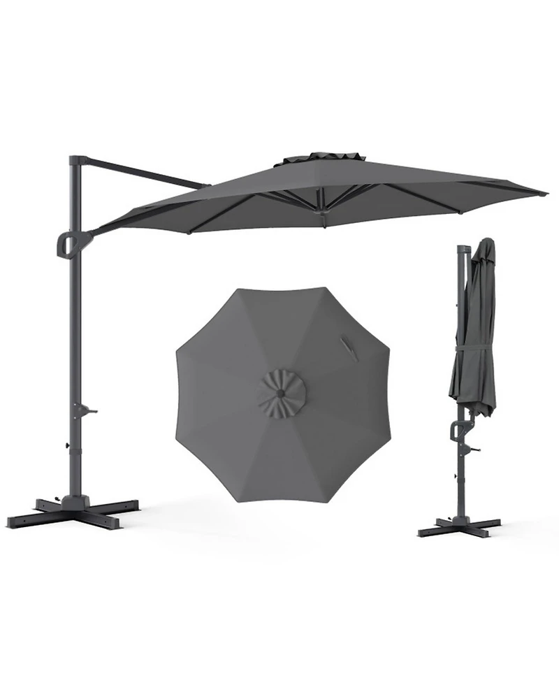 Gouun 10 Ft Cantilever Patio Umbrella with Easy Tilt Adjustment