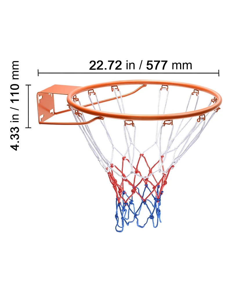 Hongge Heavy Duty 18 in Wall Mounted Basketball Flex Rim Replacement with All-Weather Net for Indoor and Outdoor Play
