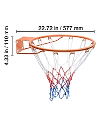 Hongge Heavy Duty 18 in Wall Mounted Basketball Flex Rim Replacement with All-Weather Net for Indoor and Outdoor Play