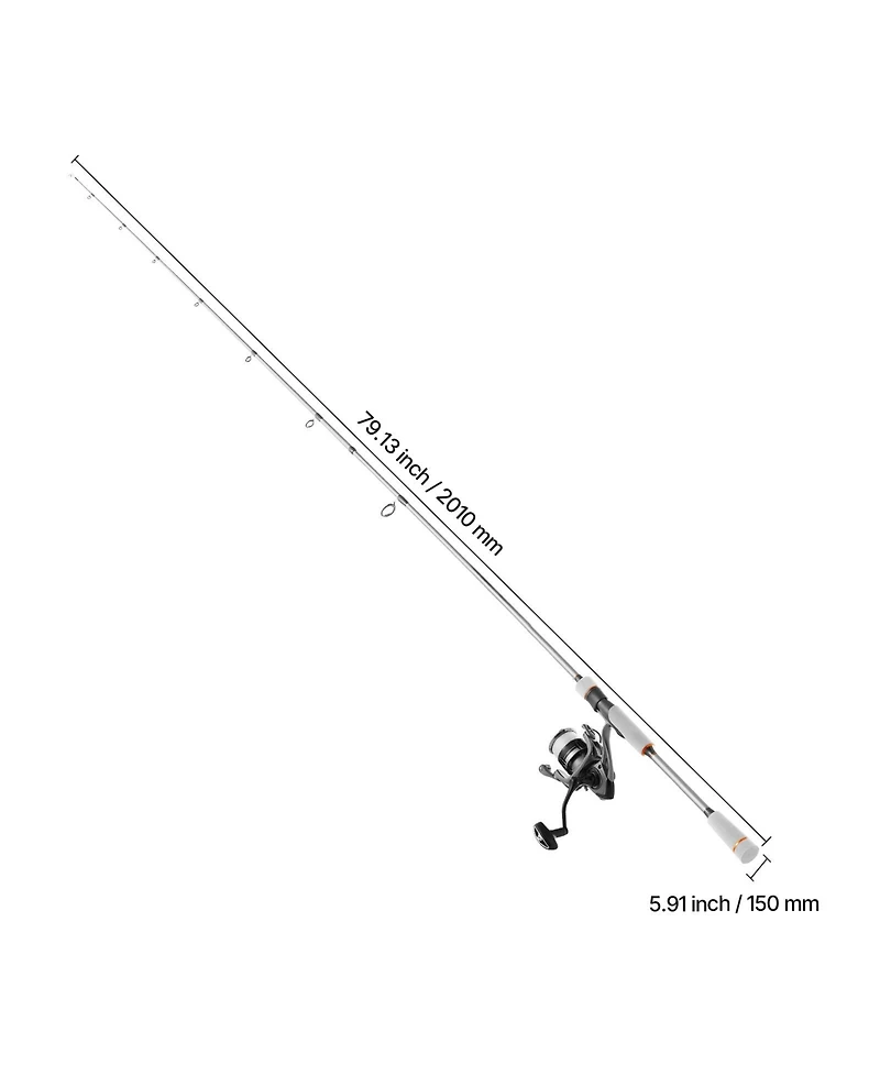 Hongge Two-Piece IM6 Spinning Rod and Reel Combo 6.5 ft with Eva Handle and Reversible Left or Right Crank