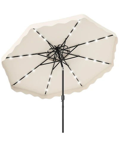 Gouun 9 Ft Solar Led Patio Umbrella with Push-Button Tilt and Crank
