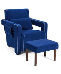 Gouun 31 Inch Berber Fleece Accent Chair with Matching Ottoman and Lumbar Pillow