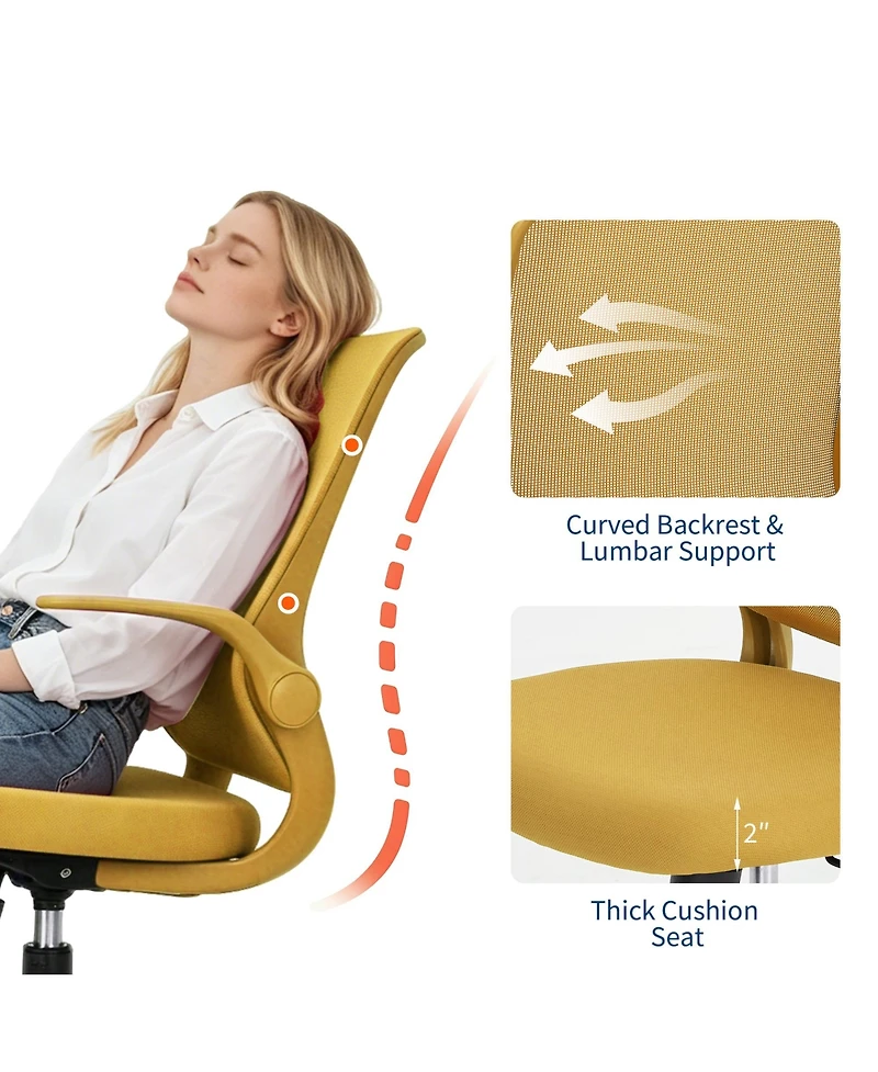 Ergonomic mesh office chair with lumbar support, adjustable swivel chair, padded seat, and casters. Suitable for offices, living rooms, and bedrooms