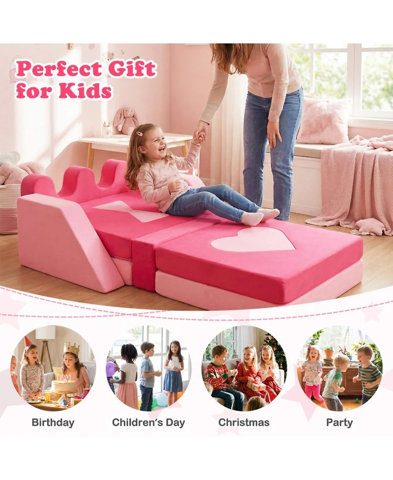 Hongge 14-Piece Modular Kids Play Couch with Washable Covers