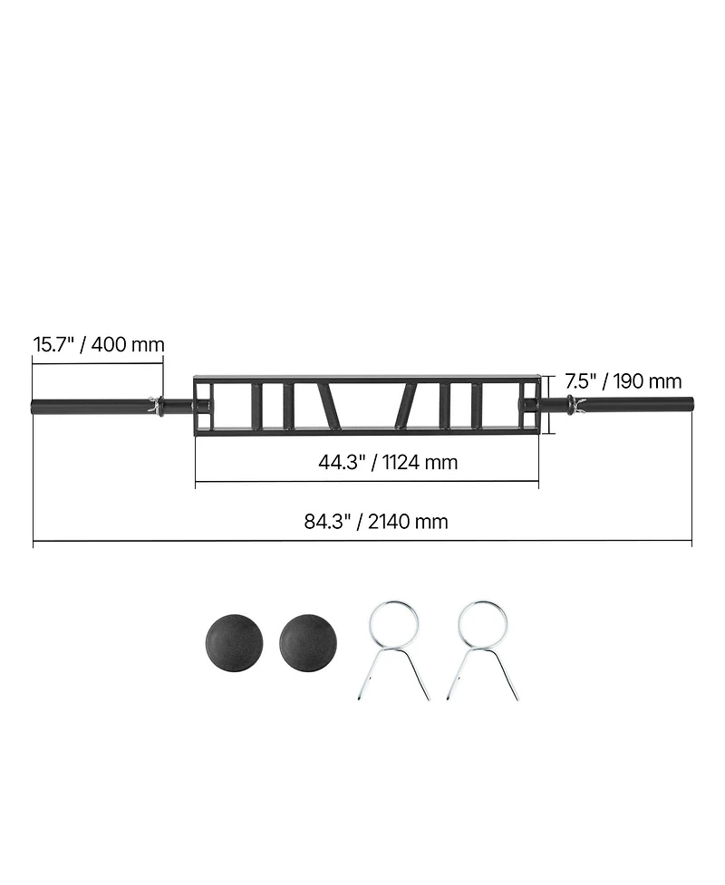 Hongge Multi-Grip Swiss Barbell 2 in with 3 Knurled Grip Positions 550 lbs Capacity and 2 Collars