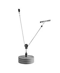 Hongge 2-Piece Lat and Lift Pulley System with Steel Cables Short Bar and Dual Grip Handles up to 330 lbs