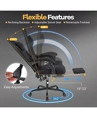 Sugift Height Adjustable Gaming Chair with Headrest and Retractable Footrest