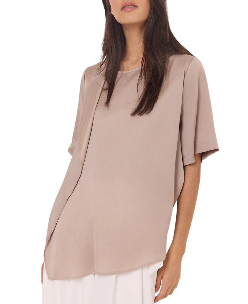 Mint Velvet Women's Satin Ruffle-Front Button-Back Top