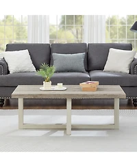 Flynama Contemporary Coffee Table Weathered Cross Base Design