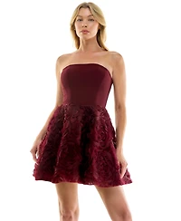 Seni & Cade Juniors' Strapless Lace-Up Back Mini Dress
