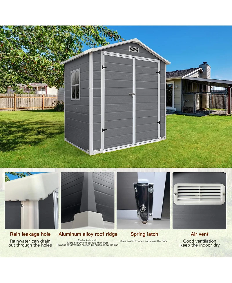Streamdale Furniture 6x 4 Feet Plastic Outdoor Storage Shed with Lockable Door