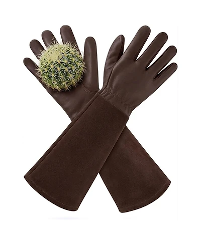 Xdovet Thorn Proof Gardening Gloves Long Rose Pruning Cowleather Gauntlet Forearm Protection