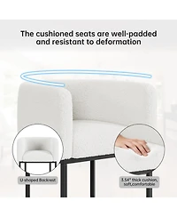 homfan Set of 4 Counter Height Bar Stools - Modern Upholstered Chairs with Back and Arms, Metal Frame for Kitchen Island or