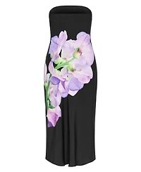 City Chic Plus Amari Floral-Print Strapless Slip Dress
