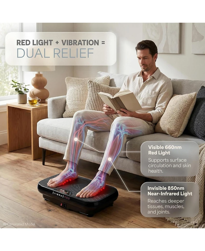 Lifepro Vibration Plate Exercise Machine with Light Therapy Low Impact Platform and Resistance Bands