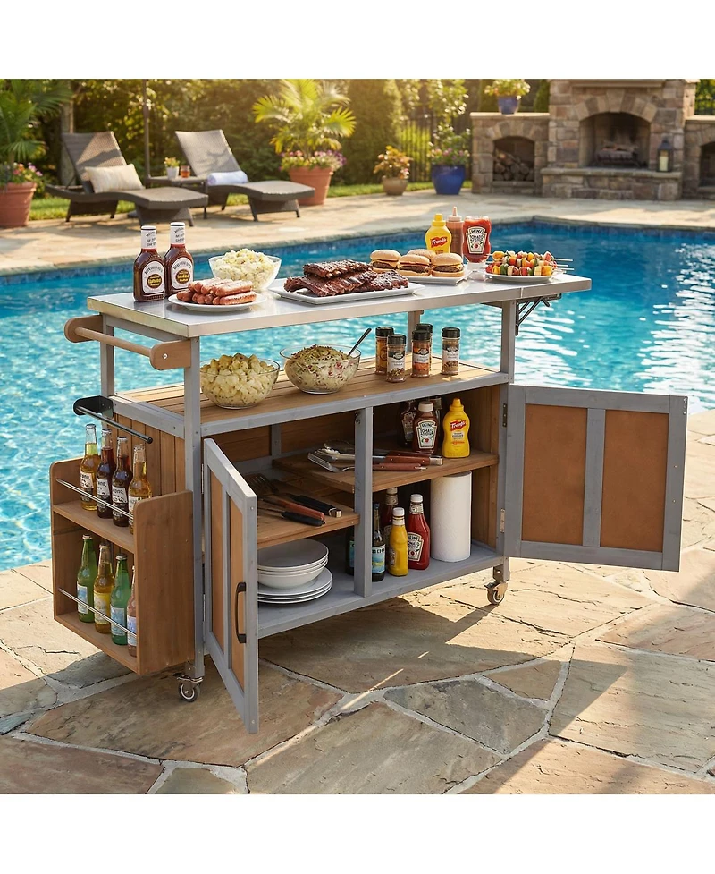 Streamdale Furniture Portable Outdoor Kitchen Island with Storage and Wheels
