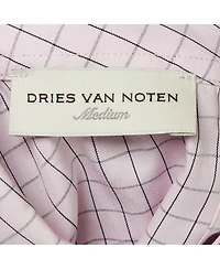 Pre-Owned Dries Van Noten Women's Corso Checkered Cotton Mock Neck Shirt