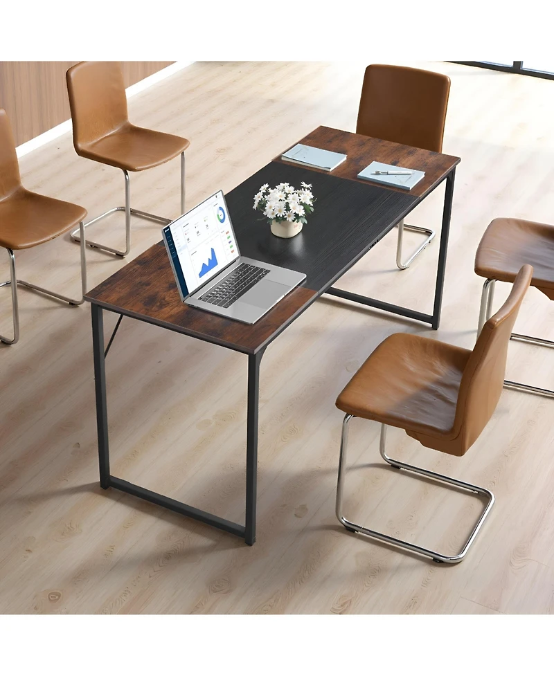 Slickblue Modern Office Computer Desk with Large Legroom, Metal Frame Workstation for Study and Gaming