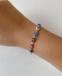 The M Jewelers Evil Eye Link Bracelet, 18KT Gold-Filled