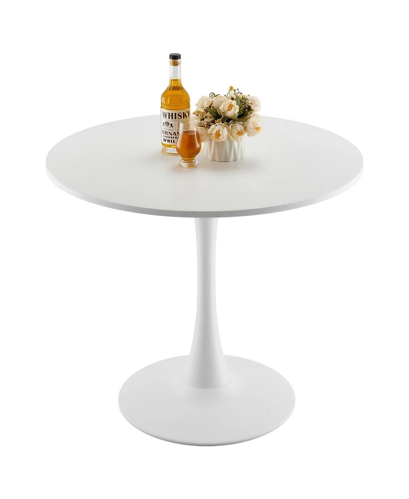 Slickblue Round Wood Dining Table with Pedestal Base for Small Spaces