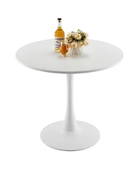 Slickblue Round Wood Dining Table with Pedestal Base for Small Spaces