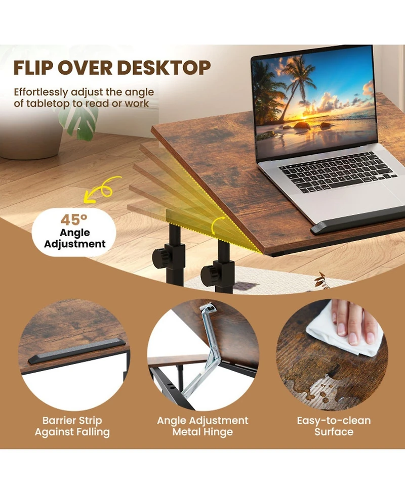 Sugift Mobile Height Adjustable Standing Desk on Wheels with Tilting Tabletop