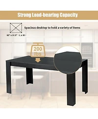 Mecale 63-Inch Rectangular Dining Table for 6 with Solid Wood Legs
