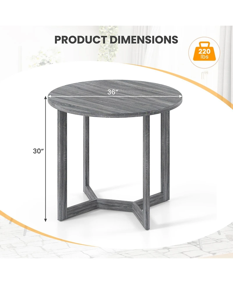Mecale 36-Inch Round Dining Table with Wing-Shaped Pedestal Base